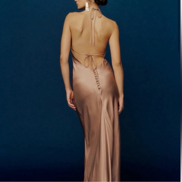 reformation Jeany Silk Dress CROISSANT size L C0 - Picture 5 of 10